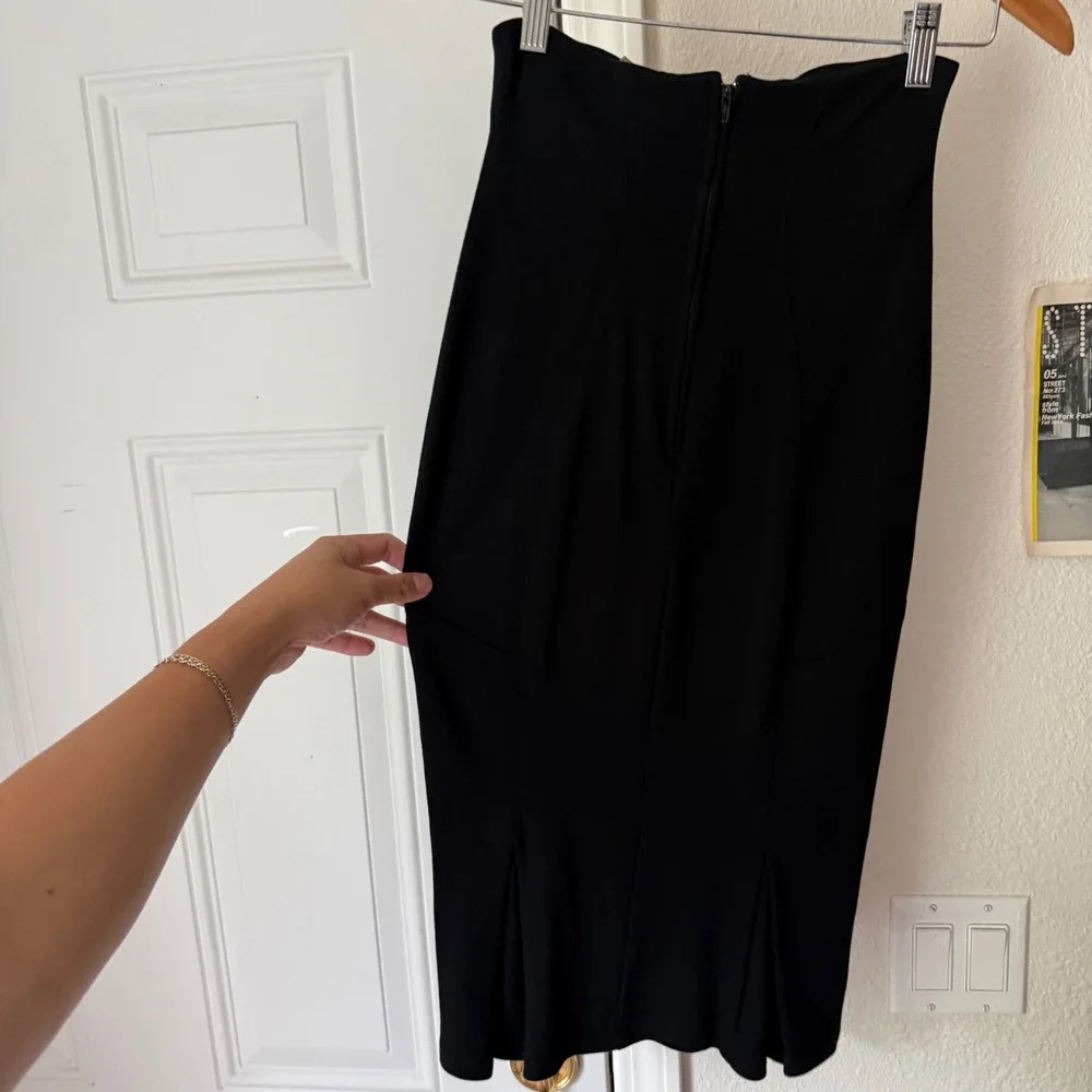 LAURA BYRNES‎ black pencil mod pinup retro knit midi length skirt